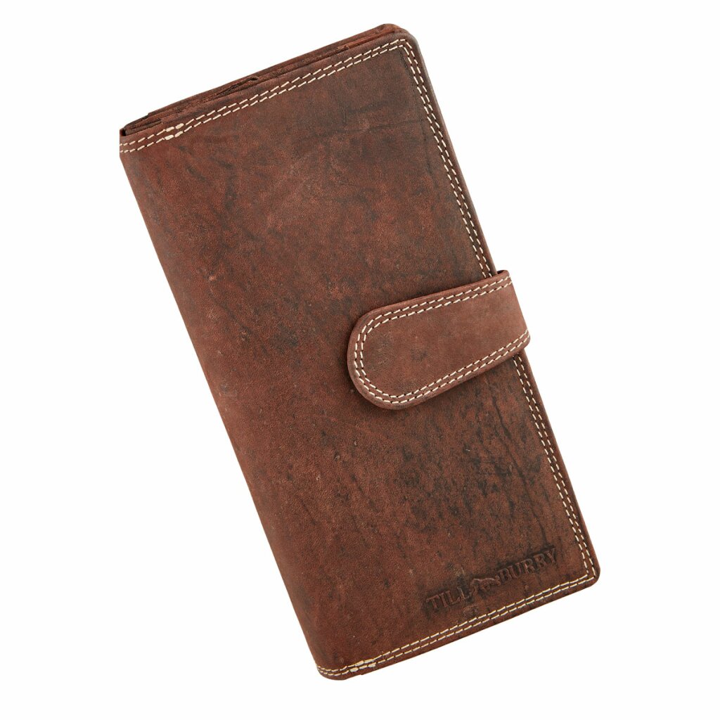 WILD REAL - Portemonnee Dames - Overslagportemonnee - Buffel Leder  - 17 x 10 x 3 cm - Inhoud 17 pasjes - Anti-Skim